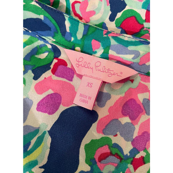 Lilly Pulitzer Colorful Silk Mini Dress Size XS - Picture 3 of 4